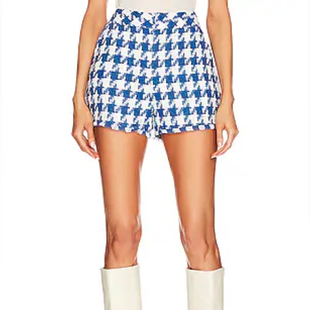 Steve Madden Lia - High Waist Houndstooth Shorts in Blue Danube in NWT